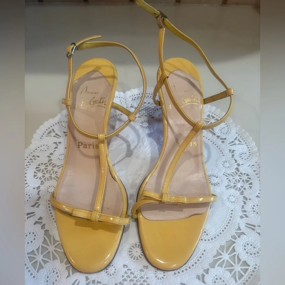 Christian Louboutin Yellow Strappy Sandals - Picture 2 of 11